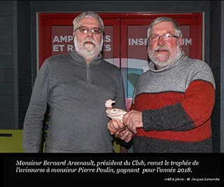 Pierre Poulin, personne gagnante du trophée de l'avicourse 2017-2018